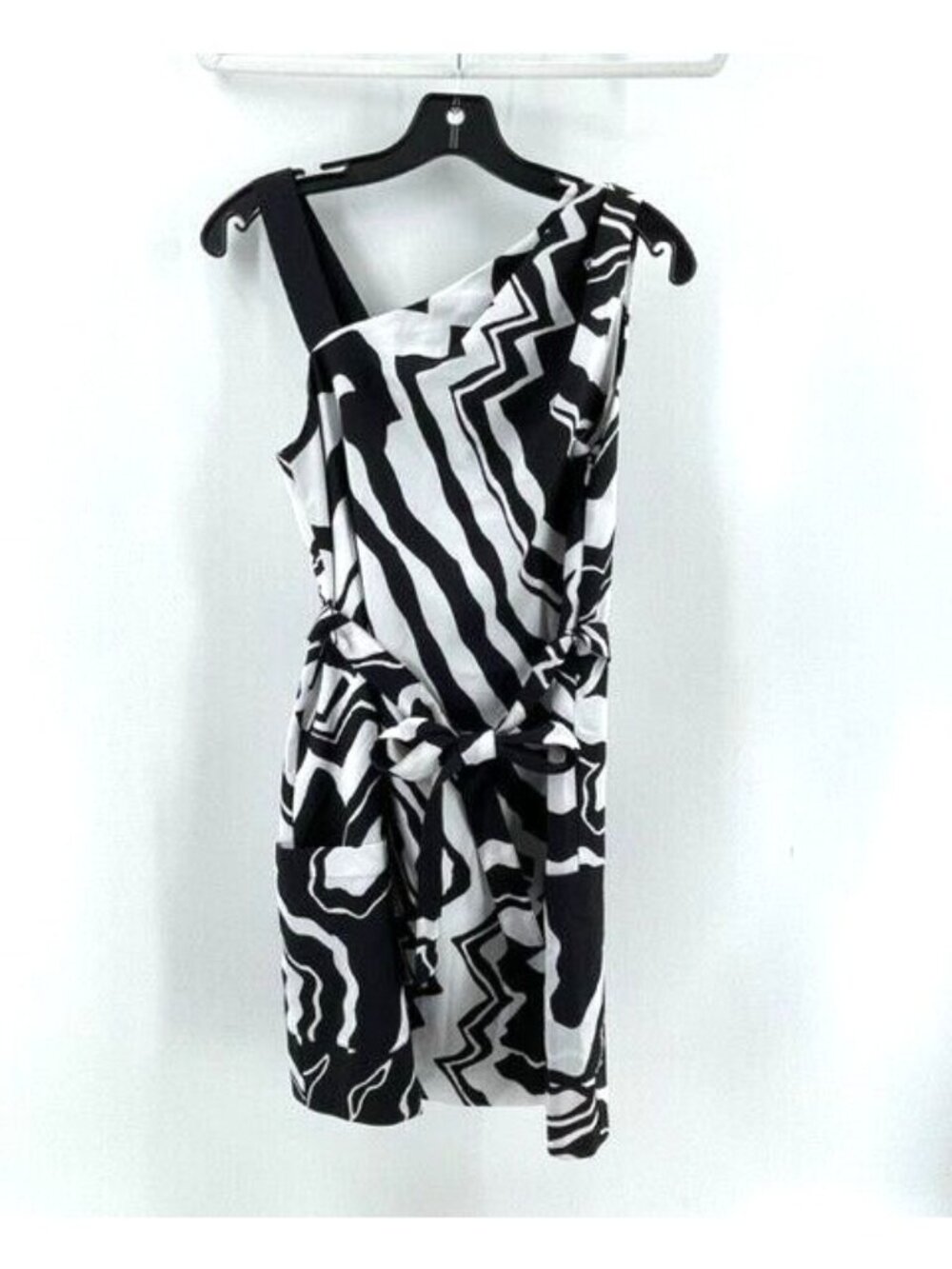 Armani Exchange Women's Black White Geometric Print Sleeveless Belted Dress Sz 0
